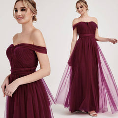 Burgundy MULTI WAY Sweetheart Tulle Bridesmaid Dress-ALICE - RongMoon