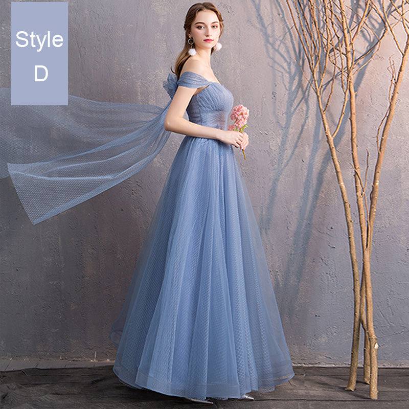 Illusion Sweetheart Off Shoulder Multi Ways Dusty Blue Bridesmaid Dresses - RongMoon