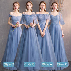 Illusion Sweetheart Off Shoulder Multi Ways Dusty Blue Bridesmaid Dresses - RongMoon