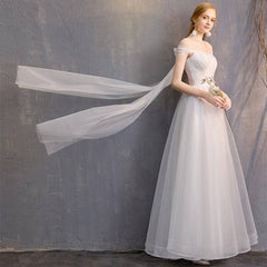 White Convertible Soft Tulle Bow Tie Bridal Dress Bridesmaid Dresses - RongMoon