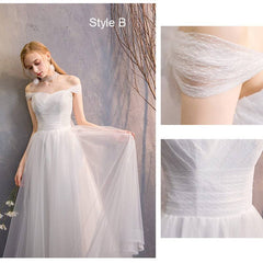 White Convertible Soft Tulle Bow Tie Bridal Dress Bridesmaid Dresses - RongMoon