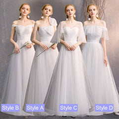 White Convertible Soft Tulle Bow Tie Bridal Dress Bridesmaid Dresses - RongMoon