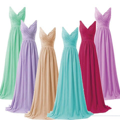 [Special Colors] V-neckline Sleeveless Chiffon Bridesmaid Dress-Flori - RongMoon