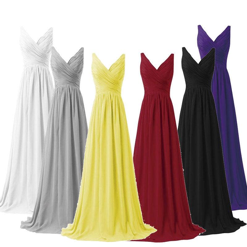 [Special Color] Sleeveless V-neckline Chiffon Bridesmaid Dress-Flori - RongMoon