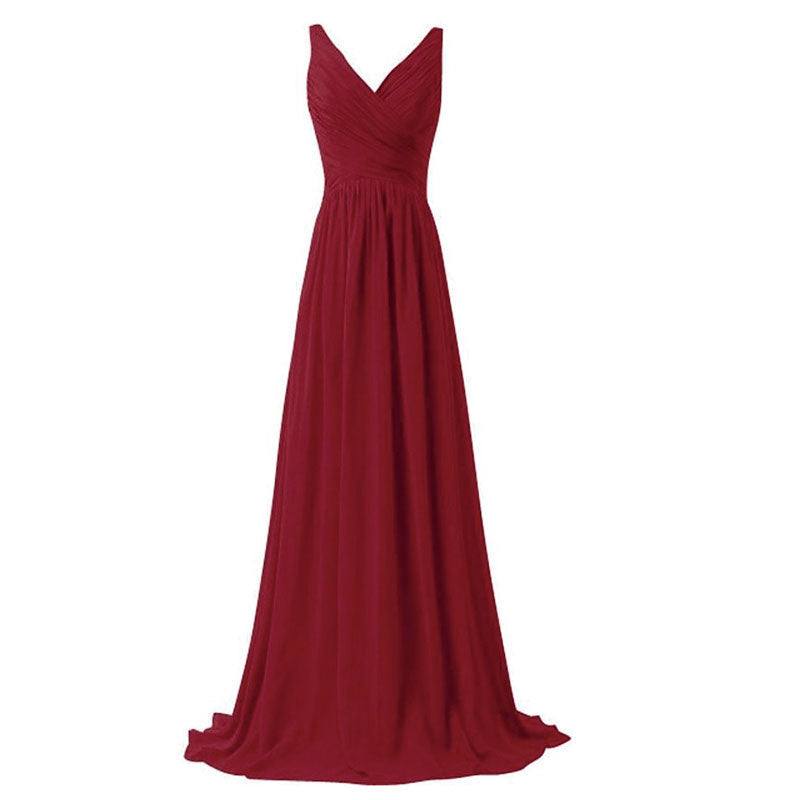 [Special Color] Sleeveless V-neckline Chiffon Bridesmaid Dress-Flori - RongMoon