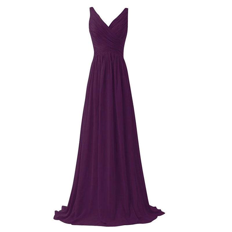 [Special Color] Sleeveless V-neckline Chiffon Bridesmaid Dress-Flori - RongMoon