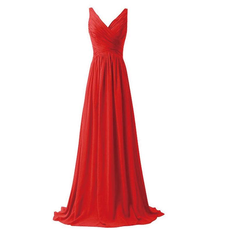 [Special Color] Sleeveless V-neckline Chiffon Bridesmaid Dress-Flori - RongMoon