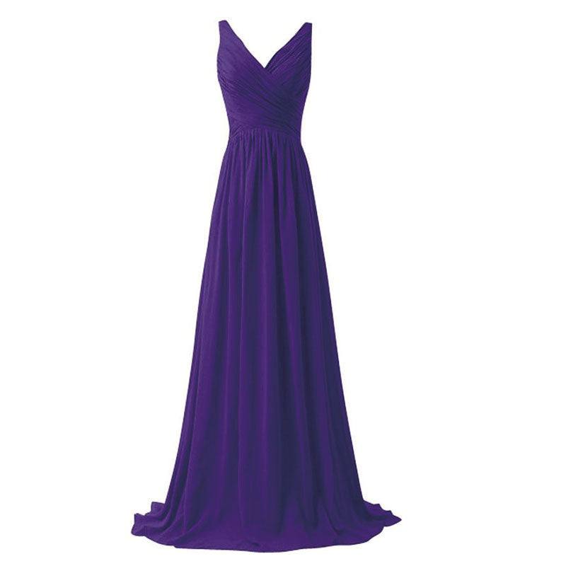 [Special Color] Sleeveless V-neckline Chiffon Bridesmaid Dress-Flori - RongMoon