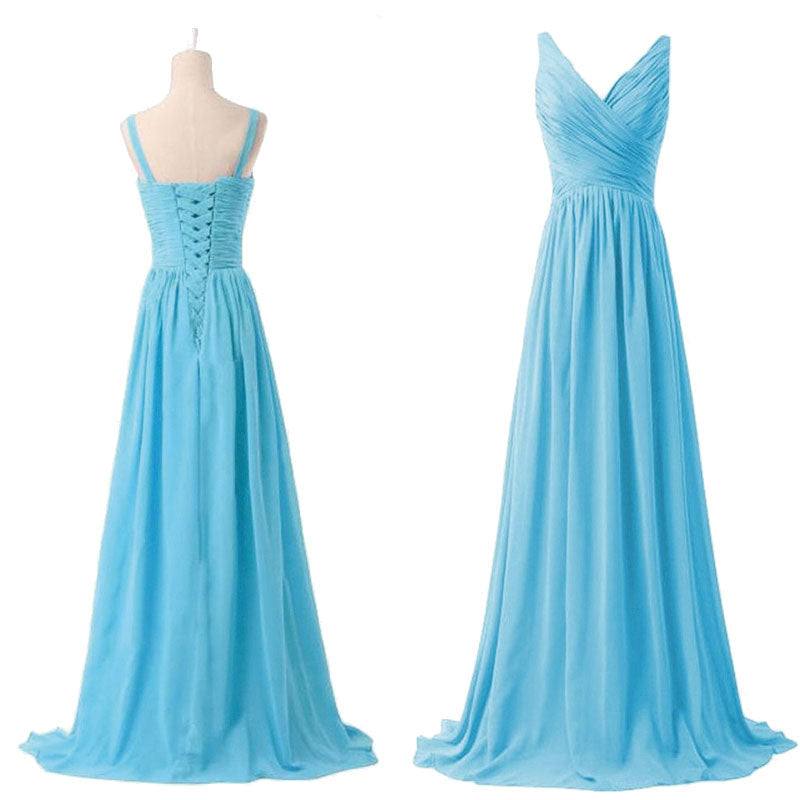 [Special Colors] V-neckline Sleeveless Chiffon Bridesmaid Dress-Flori - RongMoon