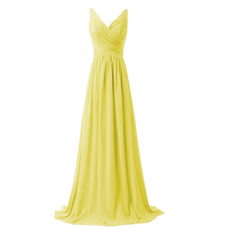 [Special Color] Sleeveless V-neckline Chiffon Bridesmaid Dress-Flori - RongMoon