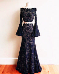 Boho Chic Mermaid Two Piece Lace Prom Dresses