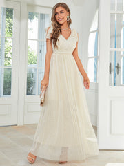 Lace Long Bowknot Wedding Bridesmaid Dress