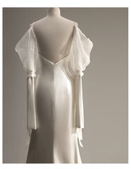 Spandex Satin Trumpet Mermaid Long Sleeve Wedding Dress