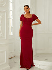 Burgundy Spandex Trumpet Mermaid Prom Dress