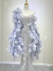 Silver Trumpet Mermaid Sequin Prom Dress
