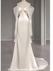 Spandex Satin Trumpet Mermaid Long Sleeve Wedding Dress