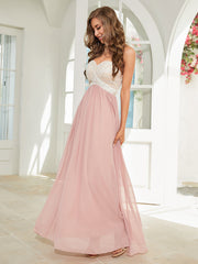 Embroidery Mesh Tube Chiffon Bridesmaid Dress