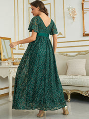 Green Lace Long Wedding Bridesmaid Dress