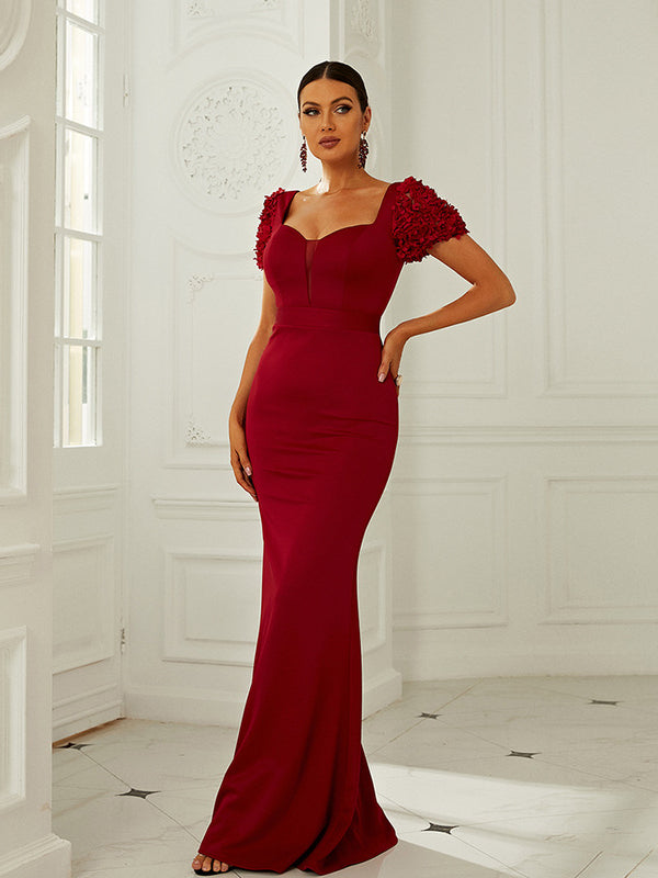 Burgundy Spandex Trumpet Mermaid Prom Dress