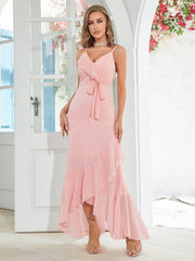 Chiffon Asymmetrical Sheath Bridesmaid Dress