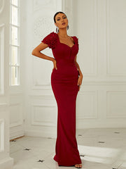 Burgundy Spandex Trumpet Mermaid Prom Dress