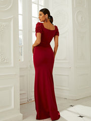 Burgundy Spandex Trumpet Mermaid Prom Dress