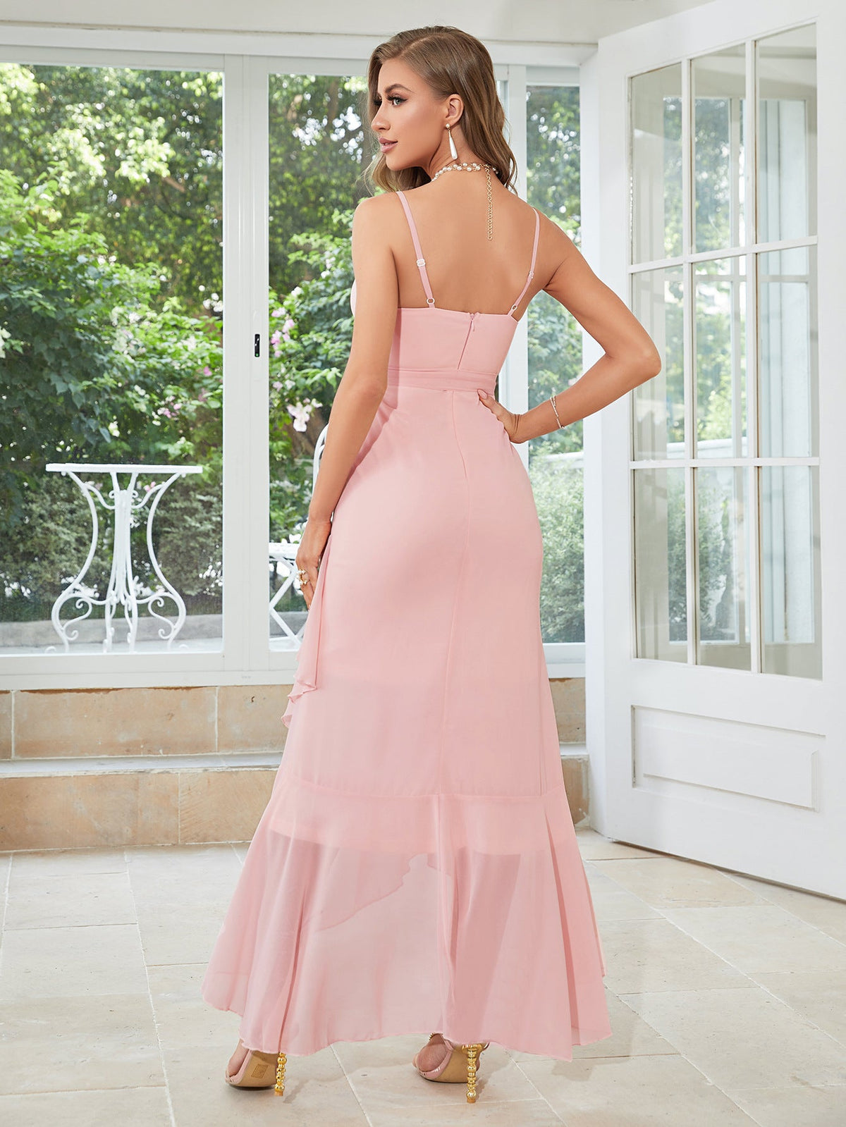 Chiffon Asymmetrical Sheath Bridesmaid Dress