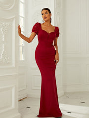 Burgundy Spandex Trumpet Mermaid Prom Dress