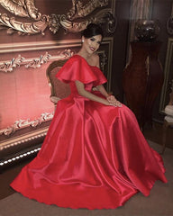 Long Satin Prom Dresses One Shoulder