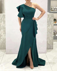Sheath Colunm Prom Dresses One Shoulder Split