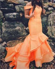 Mermaid Prom Dresses Off Shoulder Ruffles Skirts