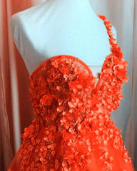 One Shoulder Tulle Prom Dresses 3D Flowers