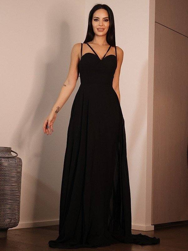 A-Line/Princess Jersey Ruffles Sweetheart Sleeveless Sweep/Brush Train Dresses - RongMoon