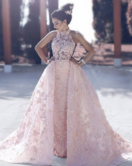 Lace Mermaid Prom Dresses Removable Skirt
