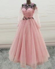 Long Sleeves Prom Dresses Princess Tulle Beaded - RongMoon