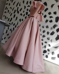 Pink Satin Prom Dresses With 3D Flowers
