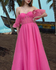 Corset Prom Dresses Tulle Off The Shoulder