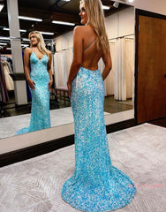 Green Trumpet Mermaid Sequin Backless Prom Dress