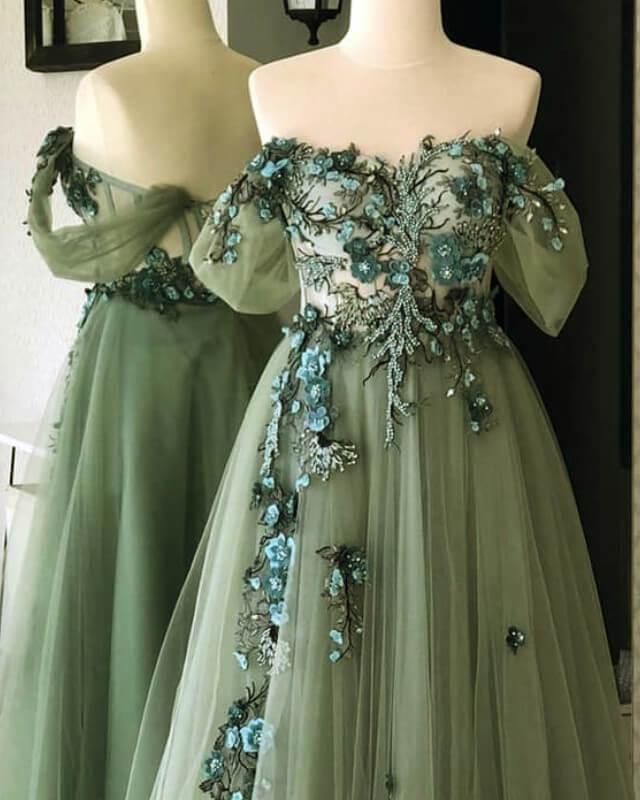 A-line Lace Embroidery Corset Tulle Dress - RongMoon