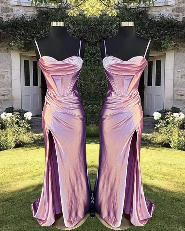 Mermaid Spaghetti Straps Satin Corset Dress - RongMoon