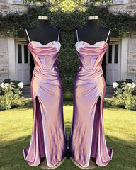 Mermaid Spaghetti Straps Satin Corset Dress - RongMoon