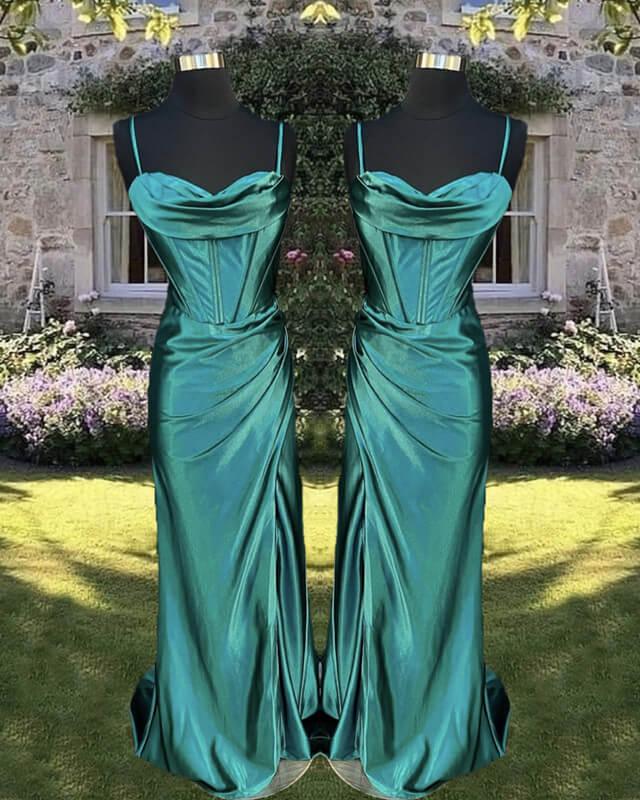 Mermaid Spaghetti Straps Satin Corset Dress - RongMoon