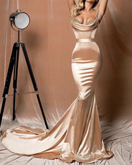 Spaghetti Straps Mermaid Dresses Pleated Top