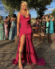 Cowl Neck Mermaid Prom Dresses Side Split