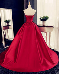 Strapless Prom Dresses Satin Ball Gown Corset Back