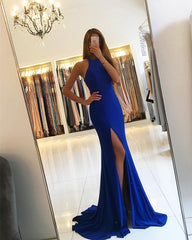 Mermaid Backless Prom Dresses Side Split