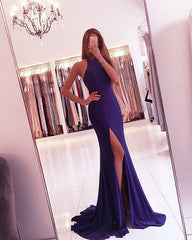 Mermaid Backless Prom Dresses Side Split