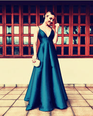 Empire Prom Long Dresses Satin Open Back