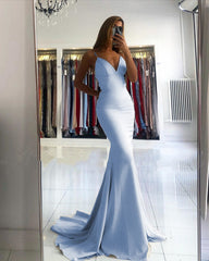 Mermaid Corset Prom Dresses V Neck Cross Back