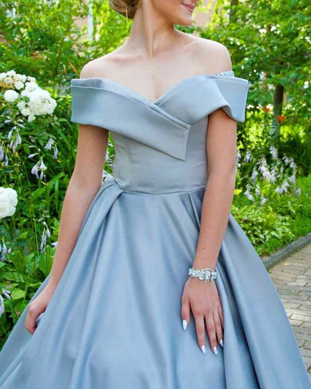 Ball Gown Off The Shoulder Prom Dresses Satin
